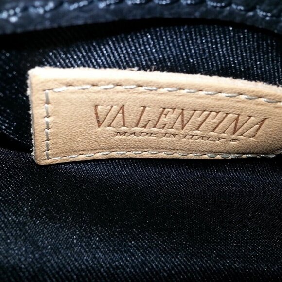 VALENTINA-Black Pebbled Leather Flap Bag/Front Stitching-NWT - Picture 7 of 7